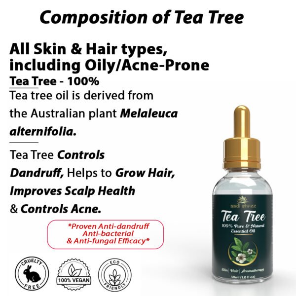 Tea Tree Essential Oil, 100% Natural & Organic, Dropper for Skin, Hair Care (30 ml)